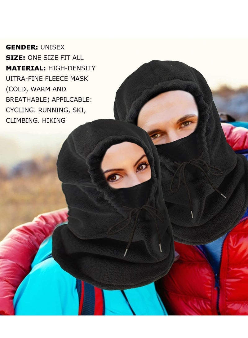 Windproof Skimask, 2 Pcs Balaclava, Mask Hood Hat, Black Thermal Fleece Face Masks, Hat Snood, Neck Warmer, Ski Face Scarf Snood Thermal for Men Women, One Size, for Moto Ski Cycling - Image 5
